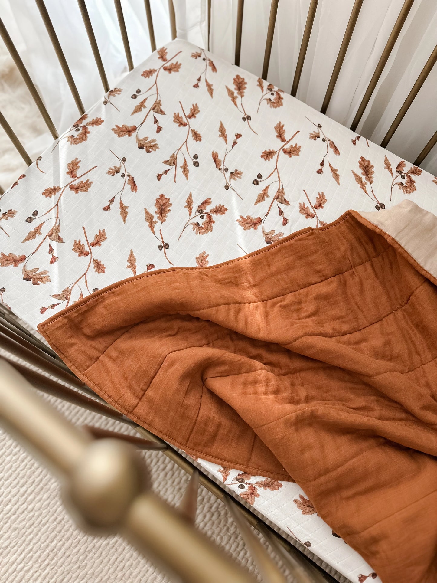 Acorn And Oak Fitted Cot Sheet