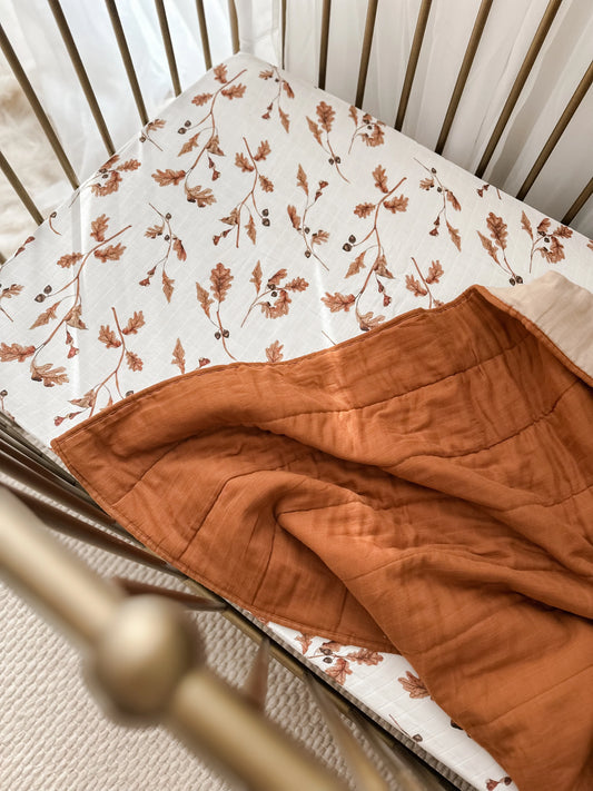Acorn And Oak Fitted Cot Sheet