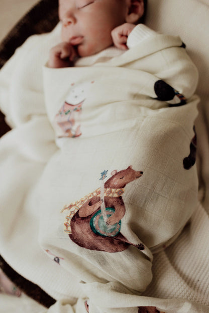 Organic Cotton Muslin Swaddle Musical Ted